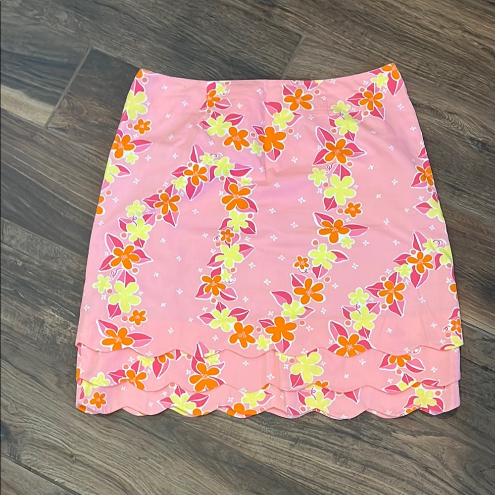 Lilly Pulitzer Pink and Yellow Floral Mini Skirt